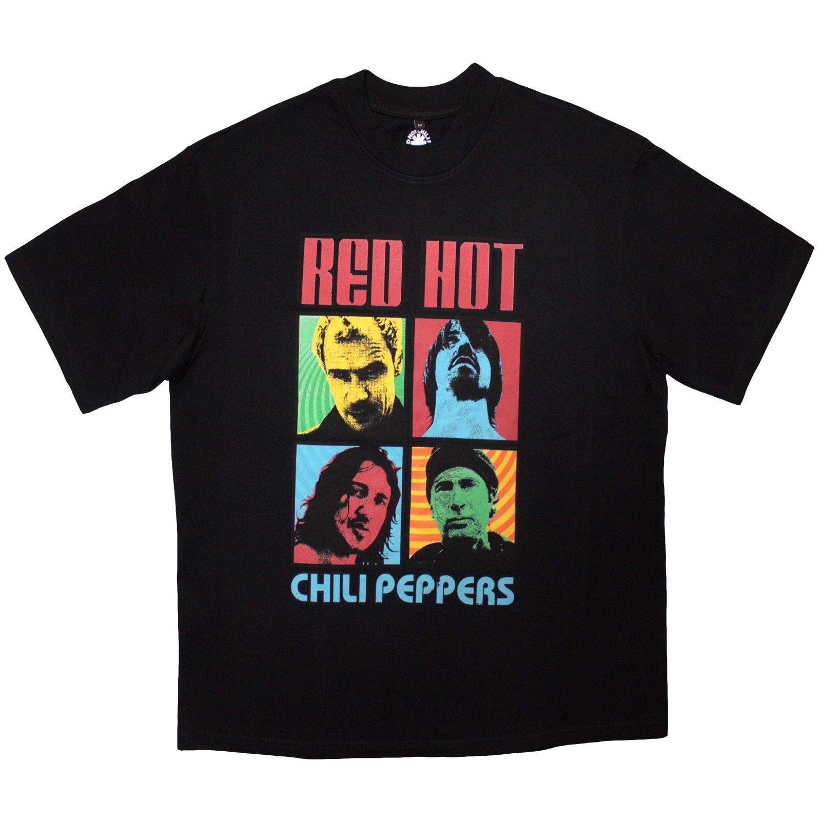 Red Hot Chili Peppers Unisex Oversized Boxy T-Shirt: Portrait Photos (Black)