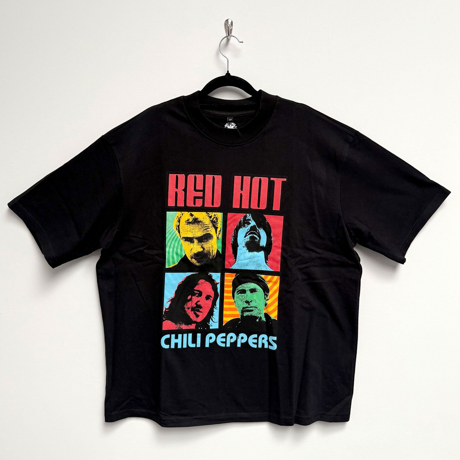 Red Hot Chili Peppers Unisex Oversized Boxy T-Shirt: Portrait Photos (Black)