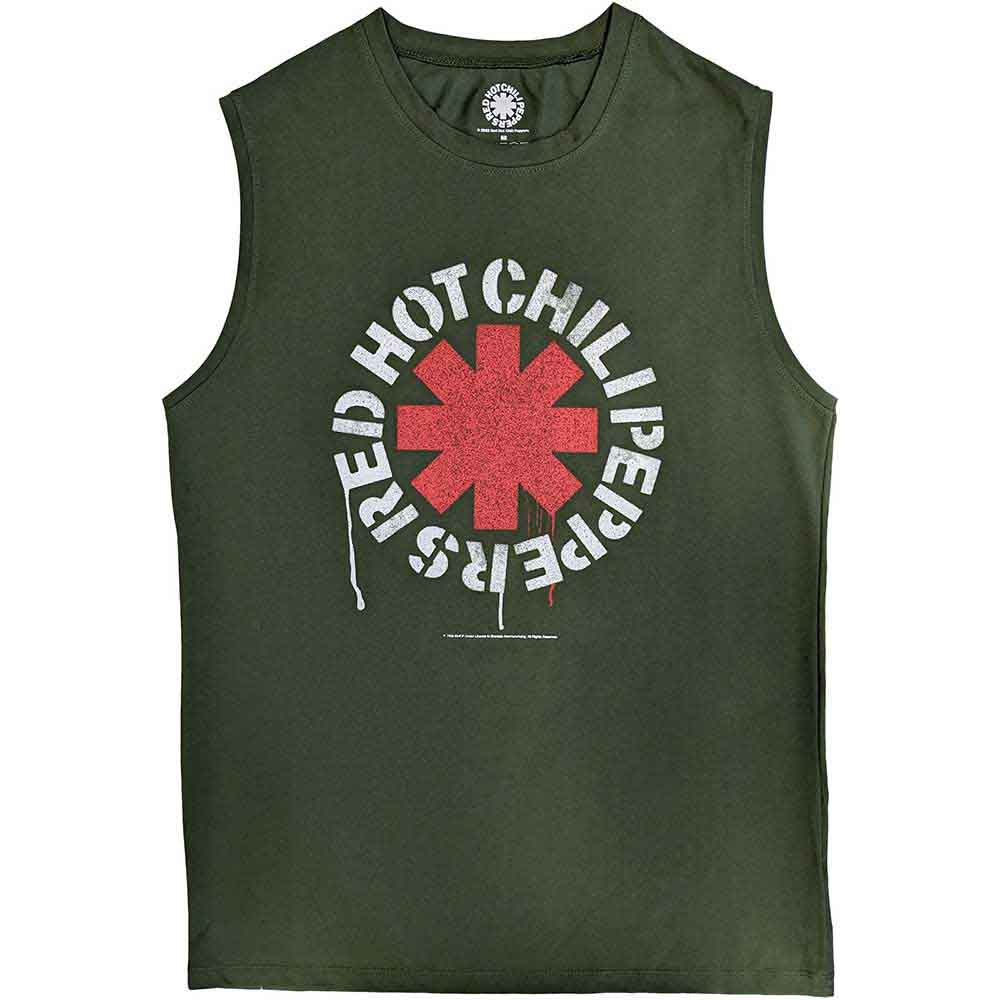Red Hot Chili Peppers Unisex Tank T-Shirt: Stencil (Green)