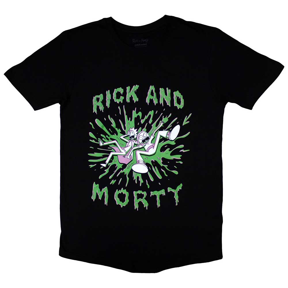 Rick & Morty Unisex T-Shirt: Green Splat (Black)