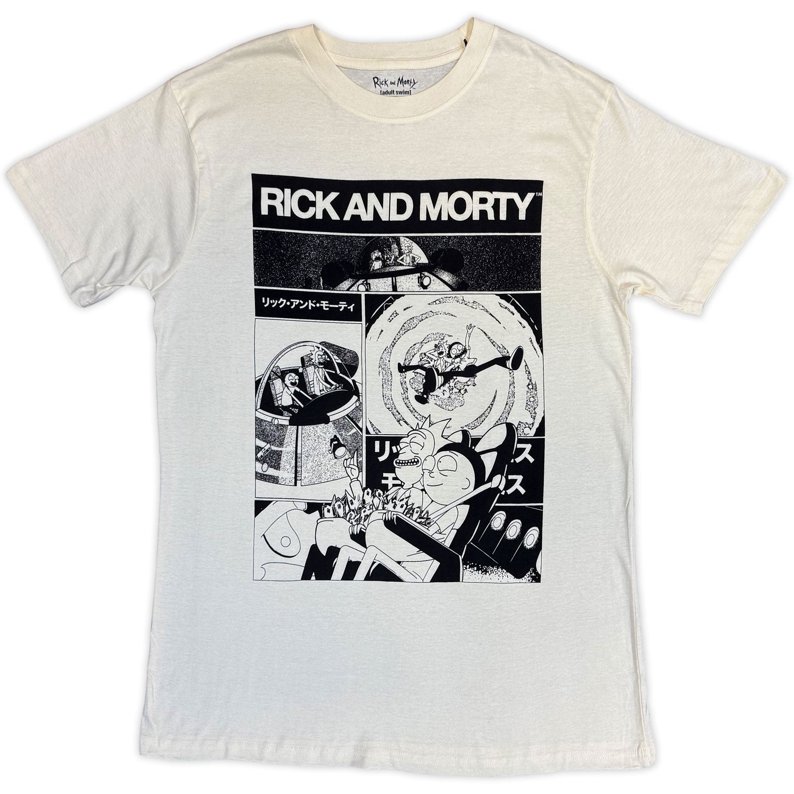 Rick & Morty Unisex T-Shirt: Black And White Collage (Natural)