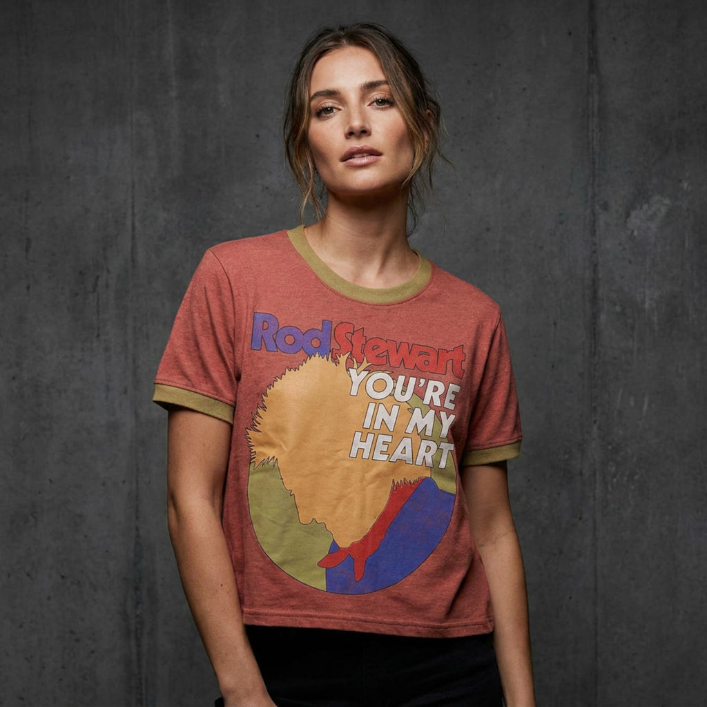 Rod Stewart Ladies Crop Top: In My Heart (Orange & Yellow)