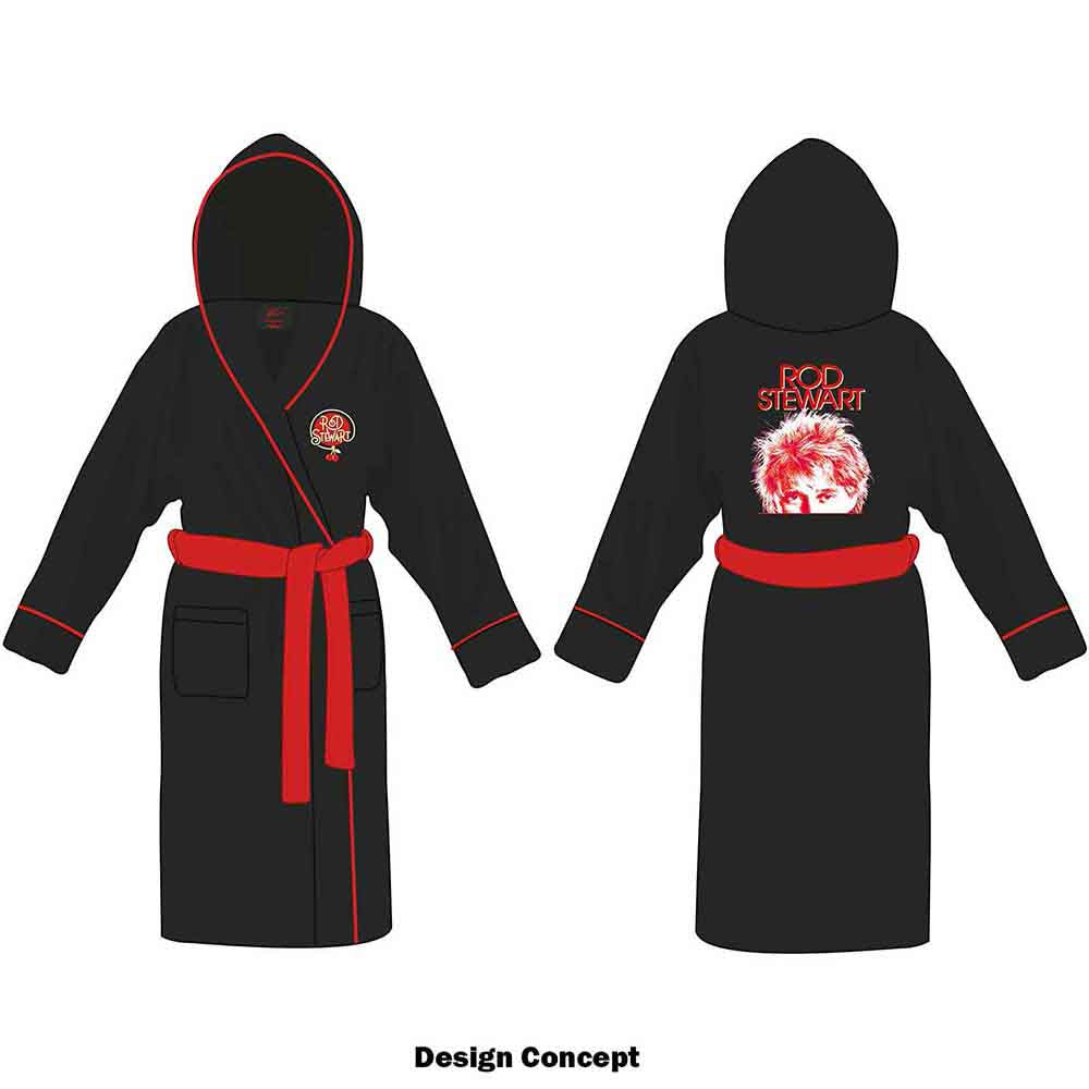 Rod Stewart Unisex Bathrobe: Cherries Logo (Black & Red) (Back Print)