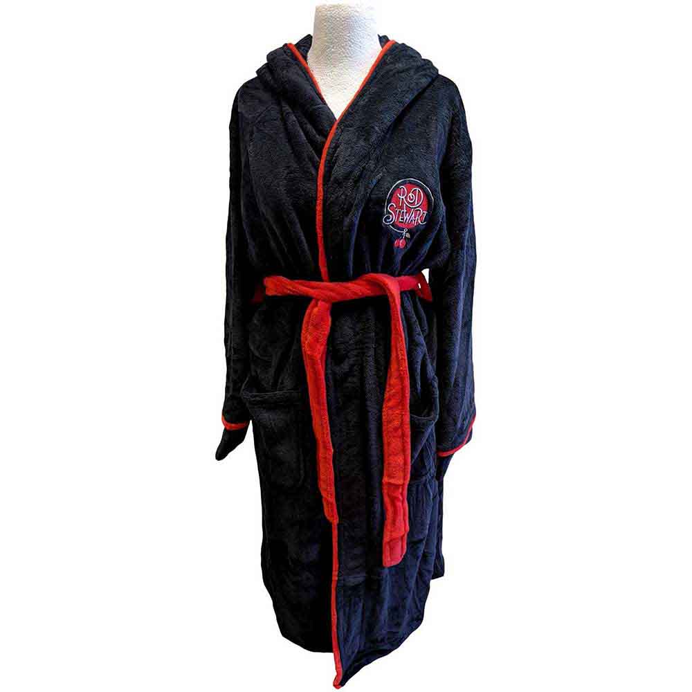 Rod Stewart Unisex Bathrobe: Cherries Logo (Black & Red) (Back Print)
