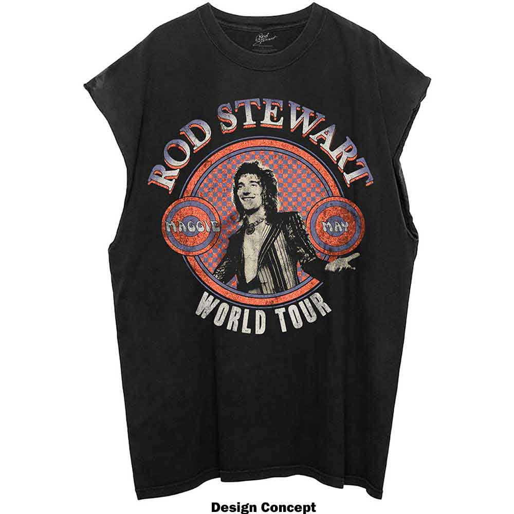 Rod Stewart Unisex Tank T-Shirt: World Tour (Black)
