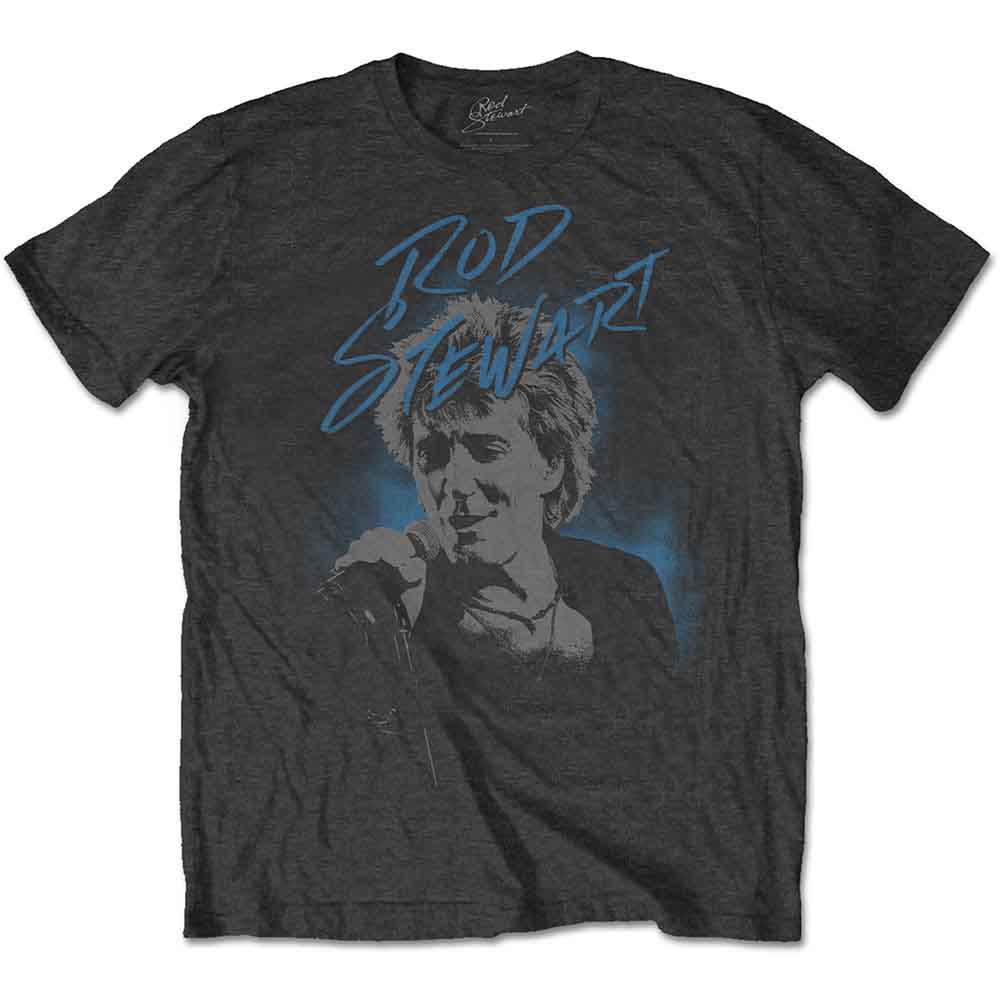Rod Stewart Unisex T-Shirt: Scribble Photo (Charcoal Grey)