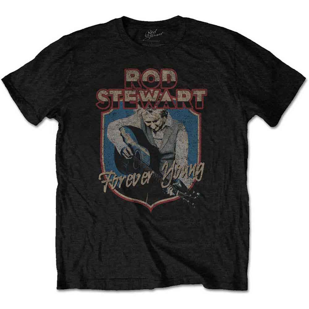 Rod Stewart Unisex T-Shirt: Forever Crest (Black)