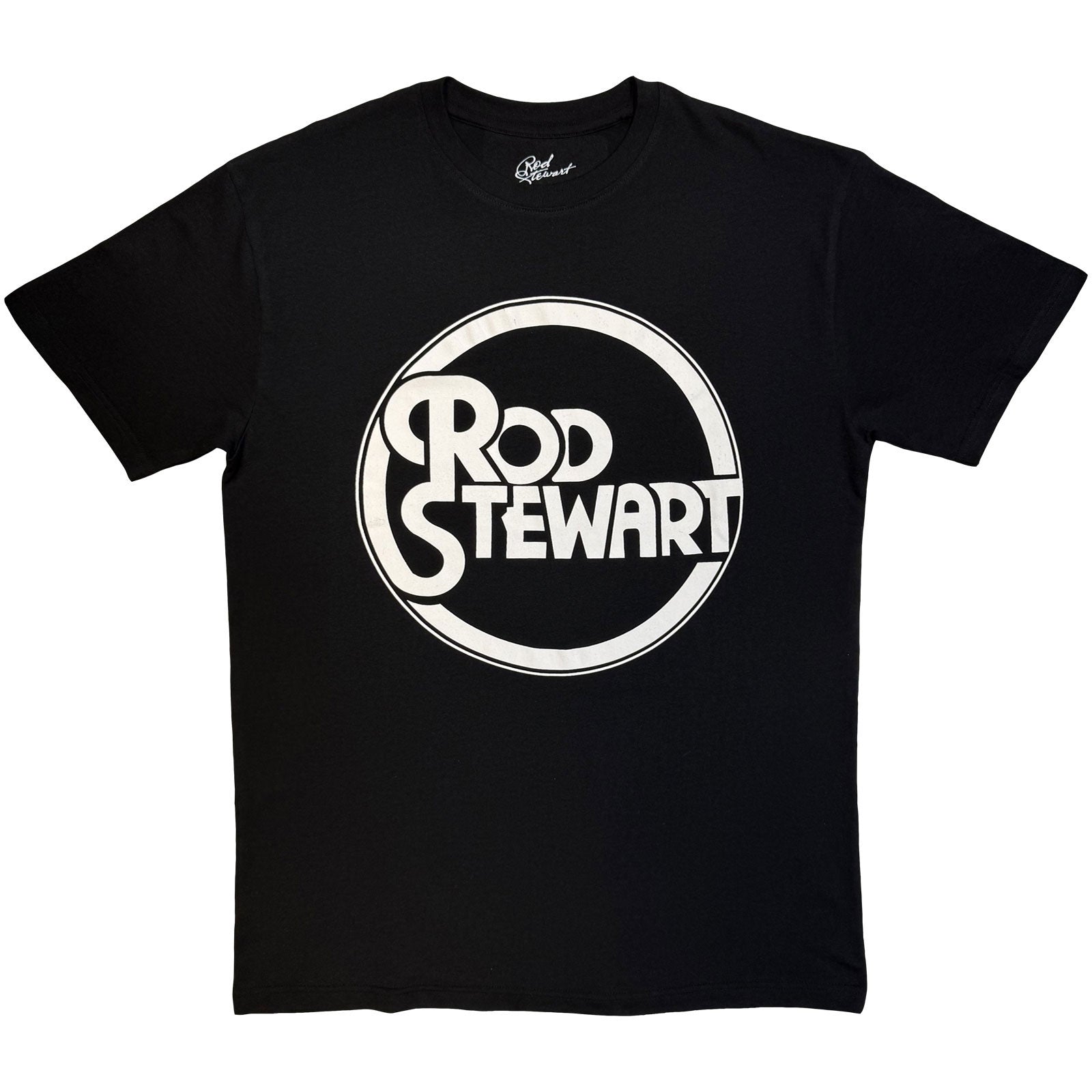 Rod Stewart Unisex T-Shirt: Circle Logo Mono (Black)