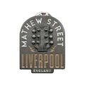 Rock Off Pin Badge: Mathew Street Guitar