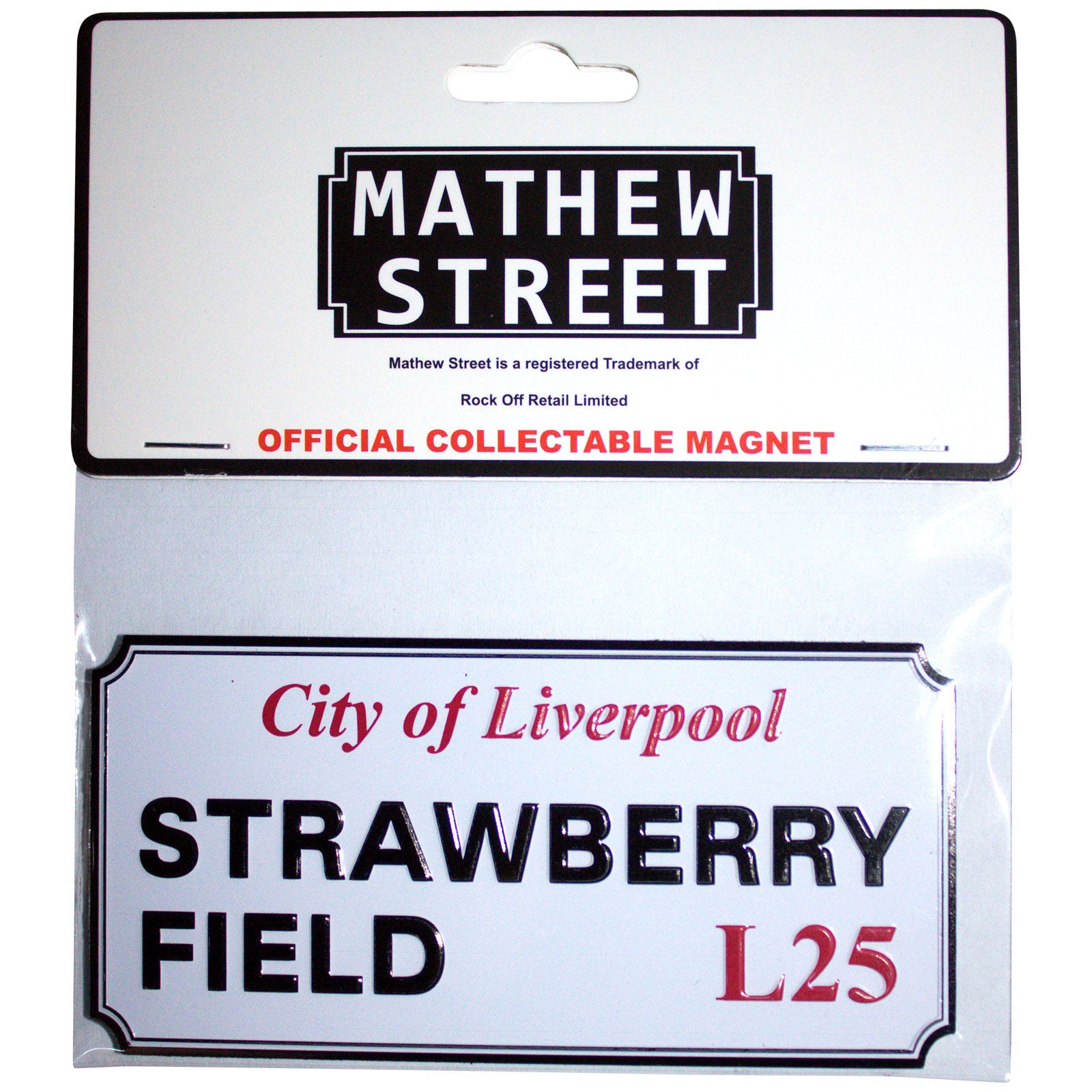 Rock Off Fridge Magnet: Strawberry Field Liverpool Sign Embossed