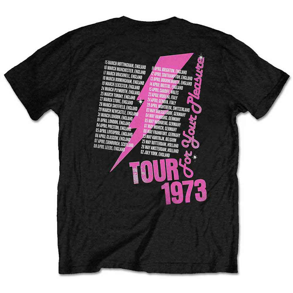Roxy Music Unisex T-Shirt: For Your Pleasure Tour (Black) (Back Print)