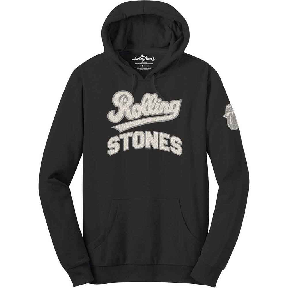 The Rolling Stones Unisex Pullover Hoodie: Team Logo & Tongue Applique (Black) (LOS)