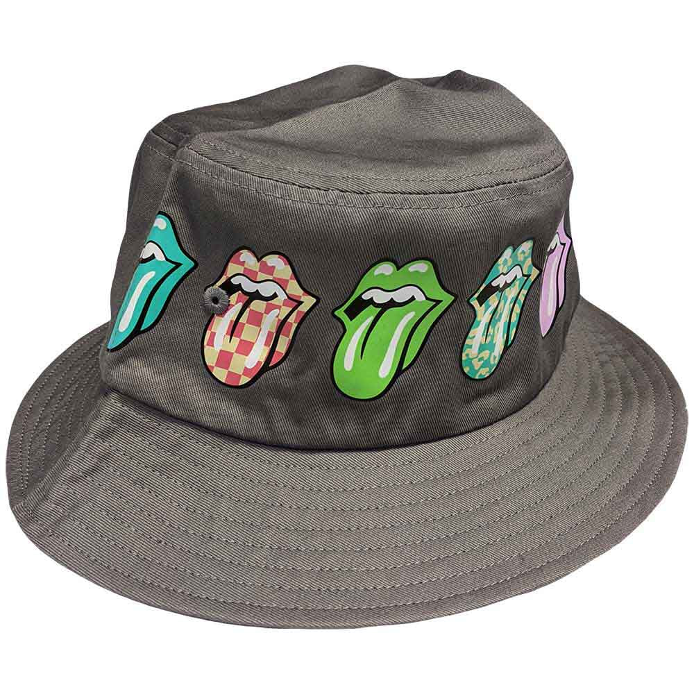 The Rolling Stones Unisex Bucket Hat: Multi-Tongue Pattern (Grey)