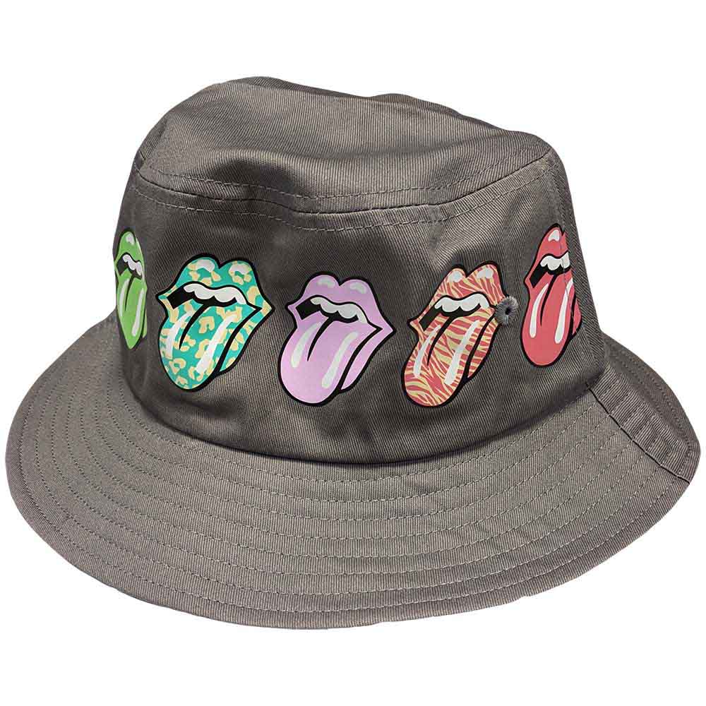The Rolling Stones Unisex Bucket Hat: Multi-Tongue Pattern (Grey)