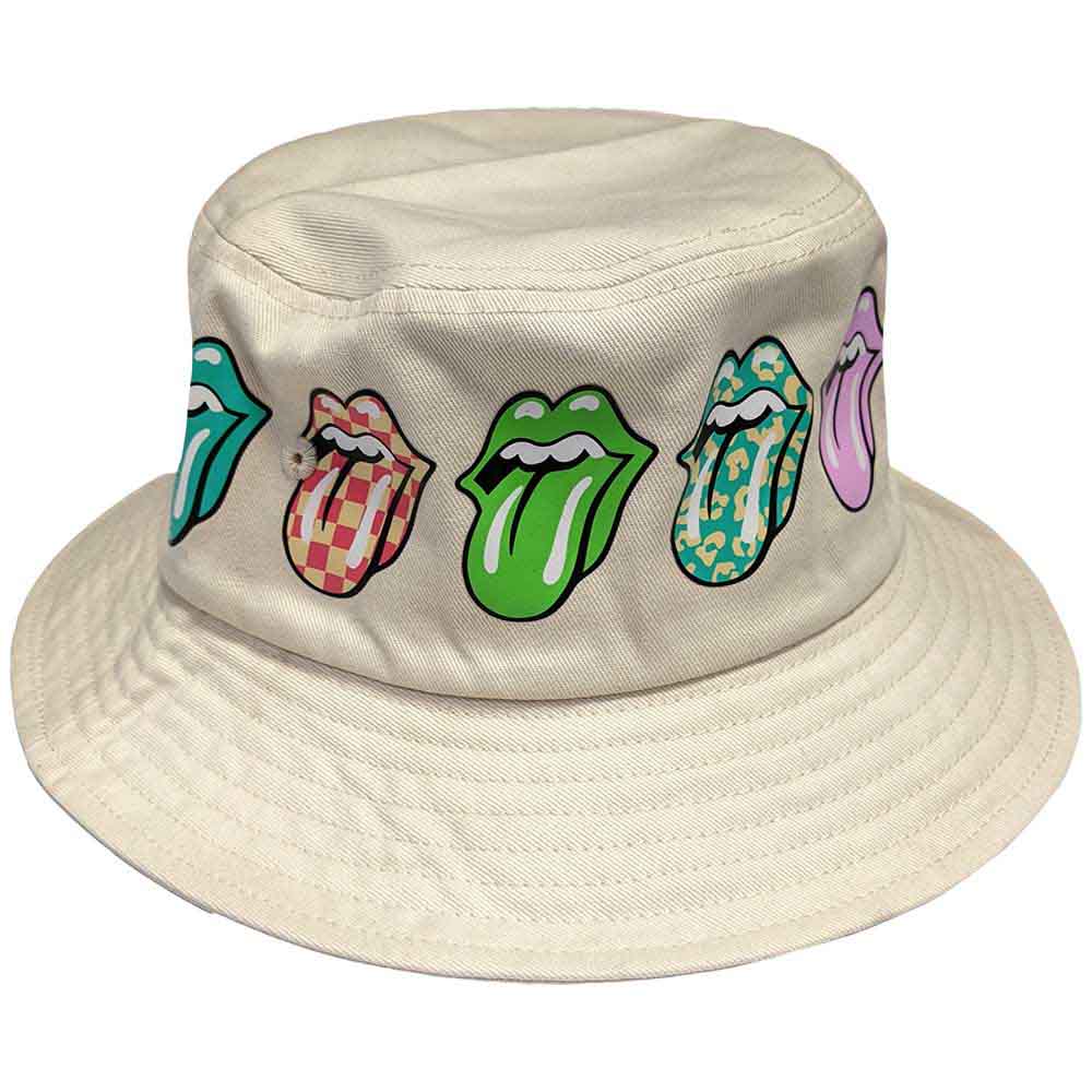The Rolling Stones Unisex Bucket Hat: Multi-Tongue Pattern (Natural)