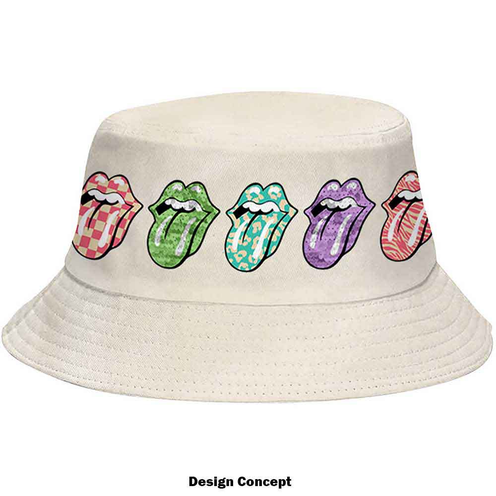 The Rolling Stones Unisex Bucket Hat: Multi-Tongue Pattern (Natural)
