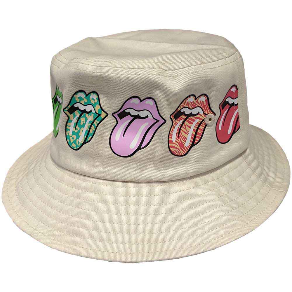 The Rolling Stones Unisex Bucket Hat: Multi-Tongue Pattern (Natural)