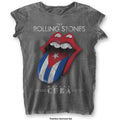 The Rolling Stones Ladies Burnout T-Shirt: Havana Cuba (Charcoal Grey)