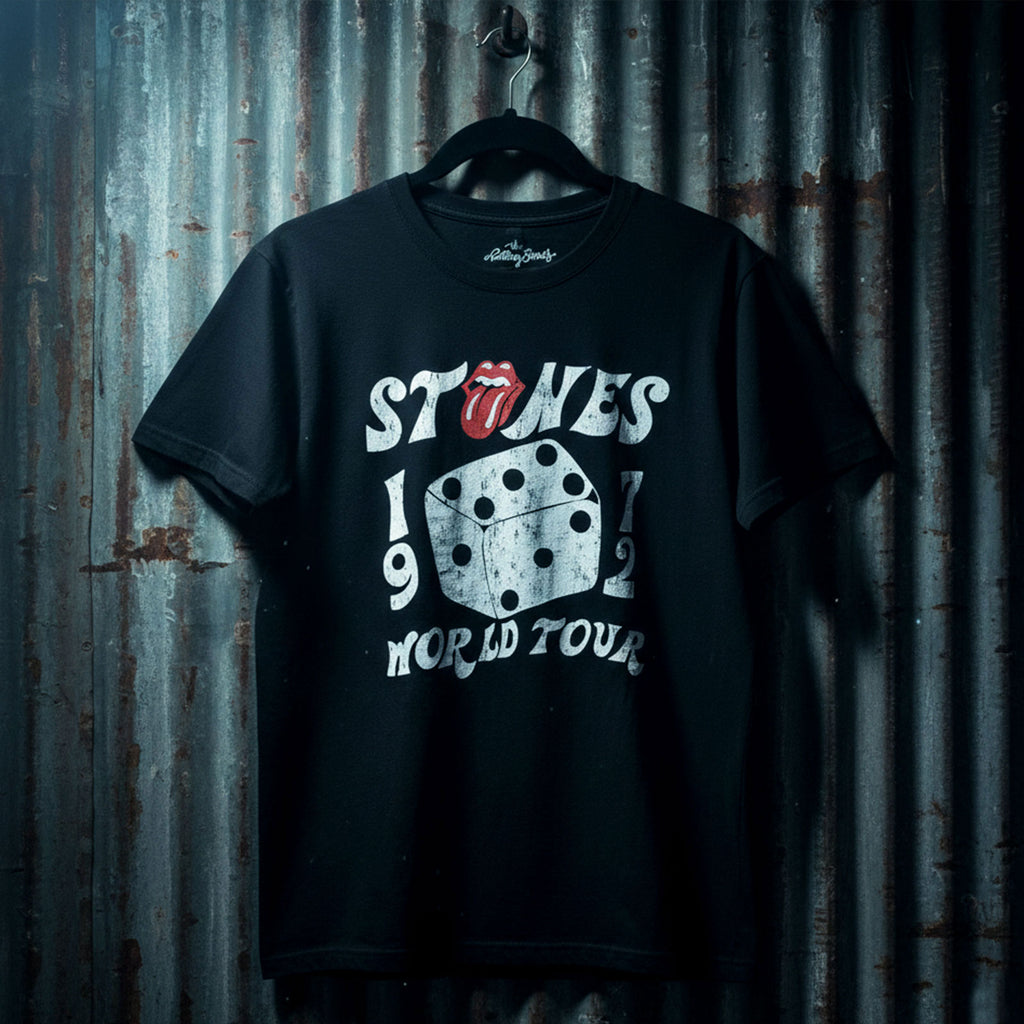 The Rolling Stones Unisex Premium Carbon T-Shirt: Dice Tour '72 (Black)
