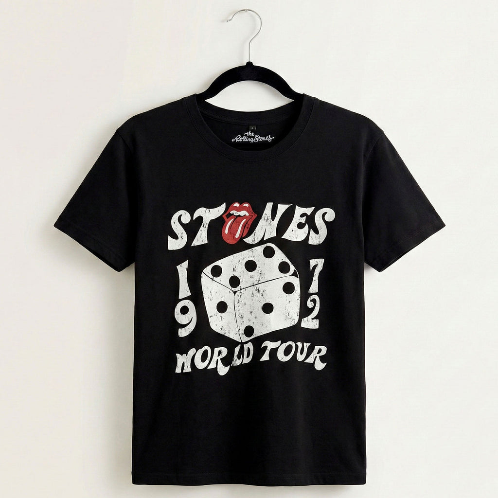 The Rolling Stones Unisex Premium Carbon T-Shirt: Dice Tour '72 (Black)