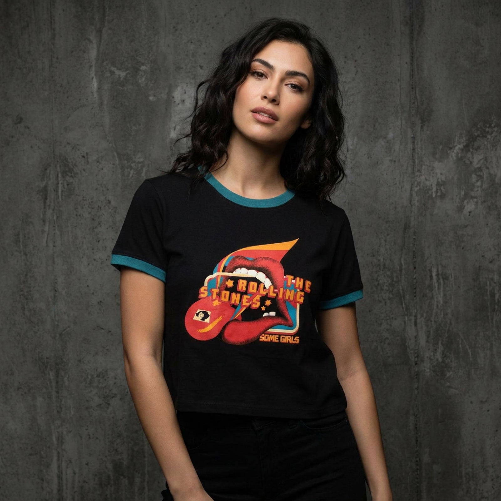 The Rolling Stones Ladies Crop Top: Some Girls Lick (Black)