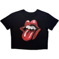 The Rolling Stones Ladies Crop Top: New Tongue (Black)
