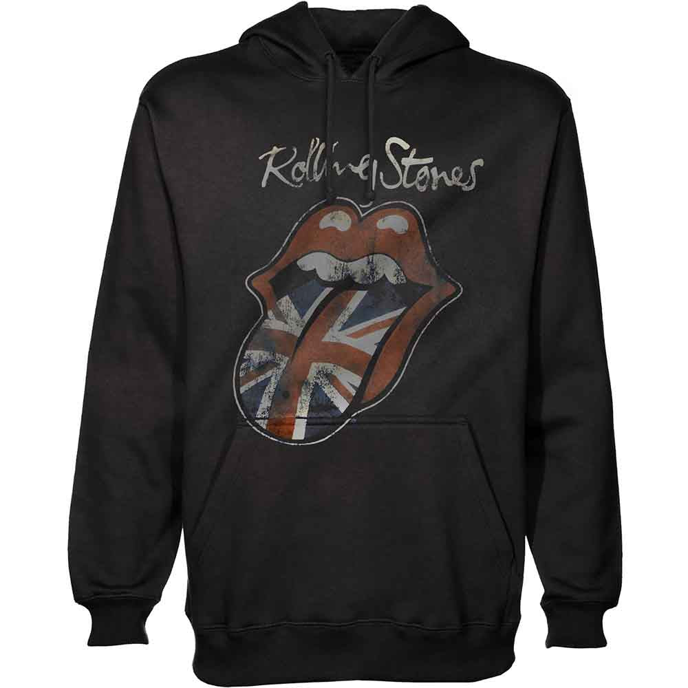 The Rolling Stones Unisex Pullover Hoodie: Union Jack Tongue (Black) (LOS)
