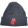 The Rolling Stones Unisex Beanie Hat: Classic Tongue (Black) (Cable Knit)