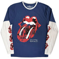 The Rolling Stones Unisex Layered Long Sleeve T-Shirt: Collage Tongue (Denim Blue & White) (Sleeve Print)