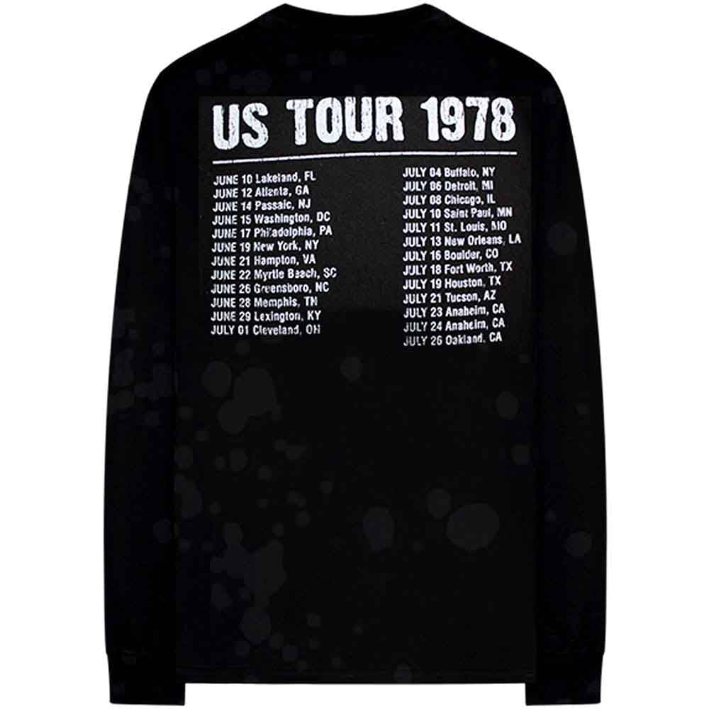 The Rolling Stones Unisex Long Sleeve T-Shirt: US Tour '78 (Black) (Back & Sleeve Print)