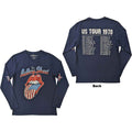 The Rolling Stones Unisex Long Sleeve T-Shirt: US Tour '78 (Navy Blue) (Back & Sleeve Print)
