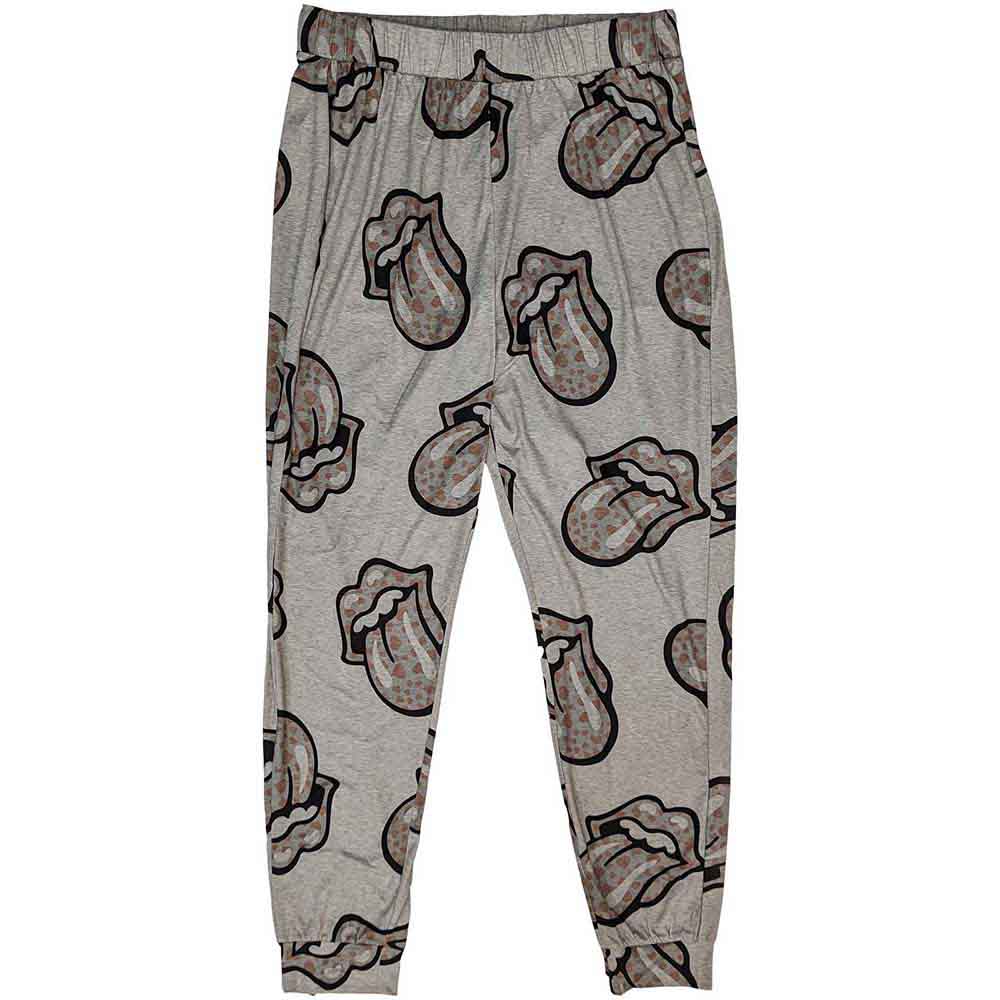The Rolling Stones Ladies Pyjamas: Heart Tongue (Grey)
