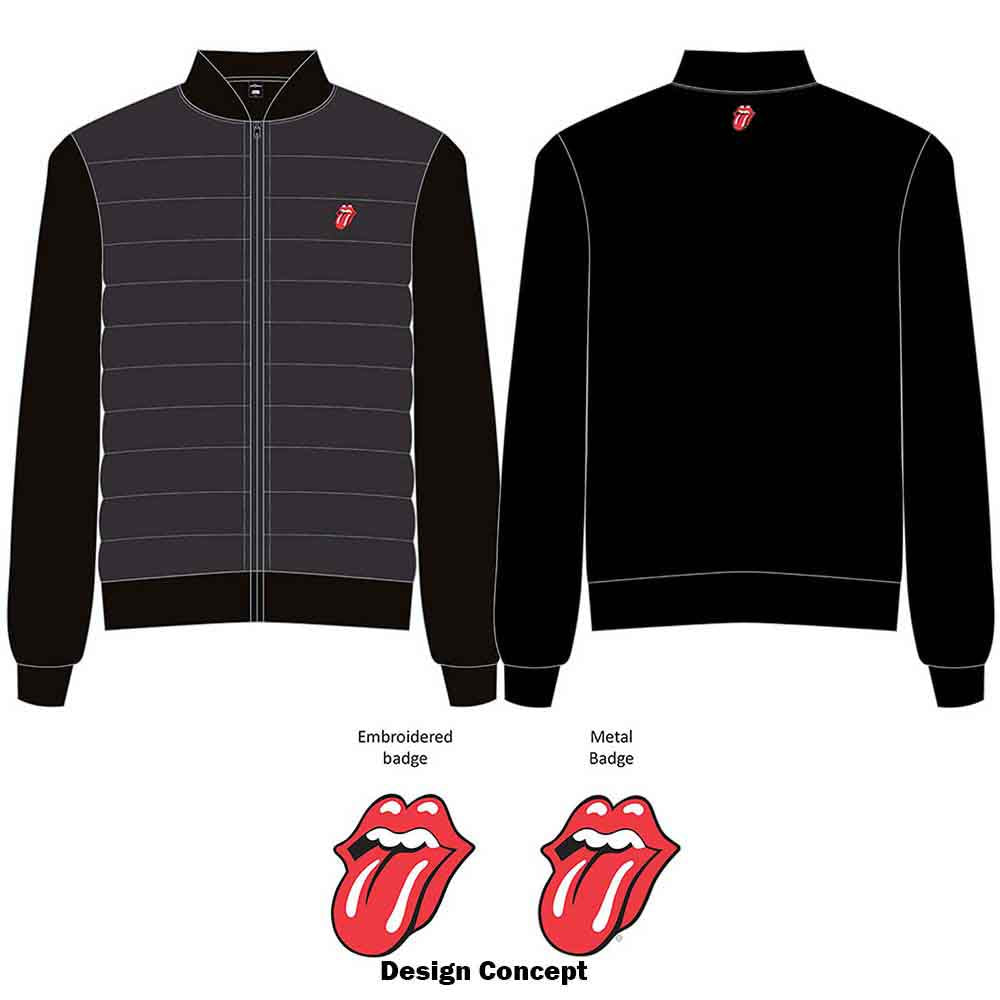 The Rolling Stones Unisex Quilted Jacket: Classic Tongue (Black)