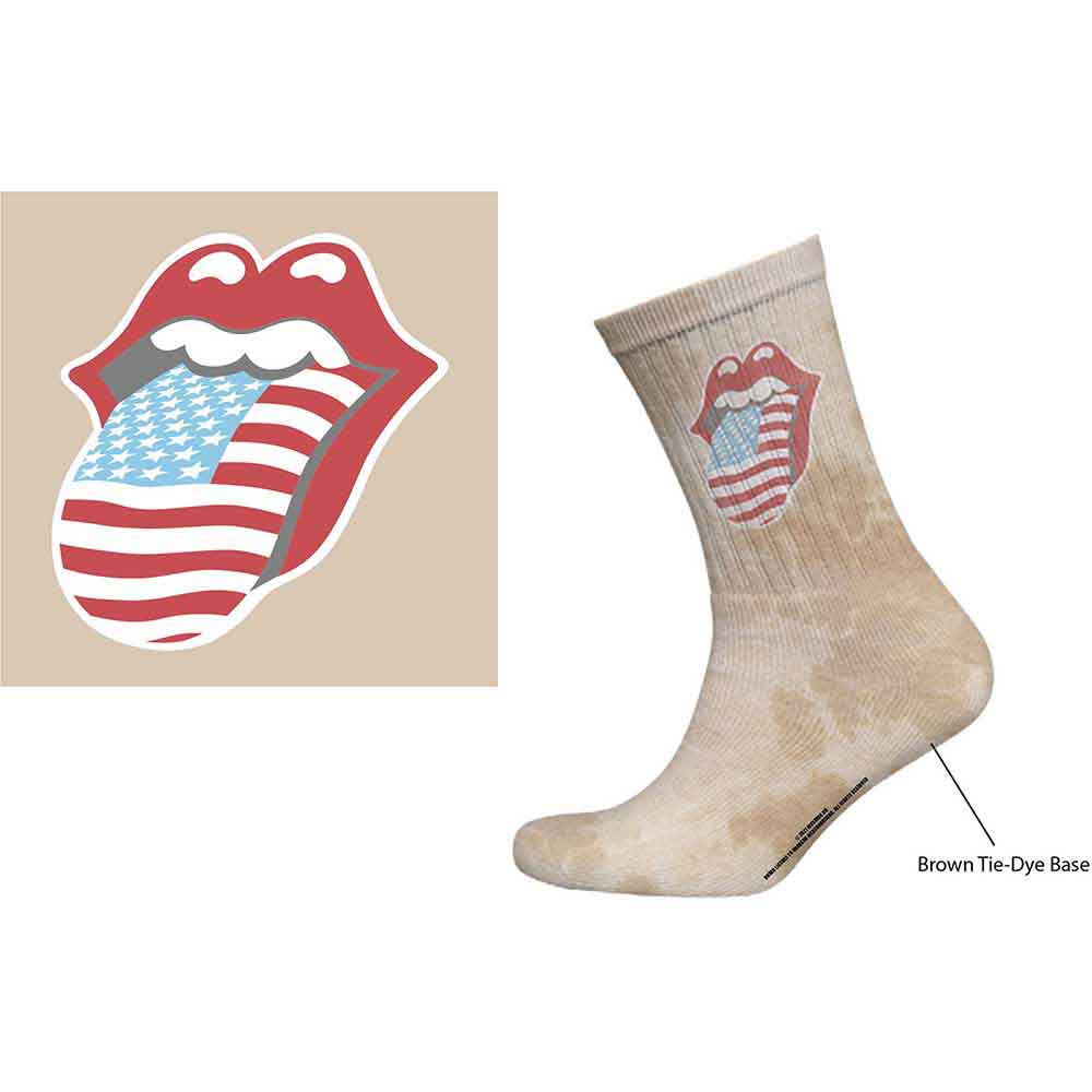 The Rolling Stones Unisex Ankle Socks: US Tongue (Tie-Dye Effect Natural) (UK Size 7 - 11)