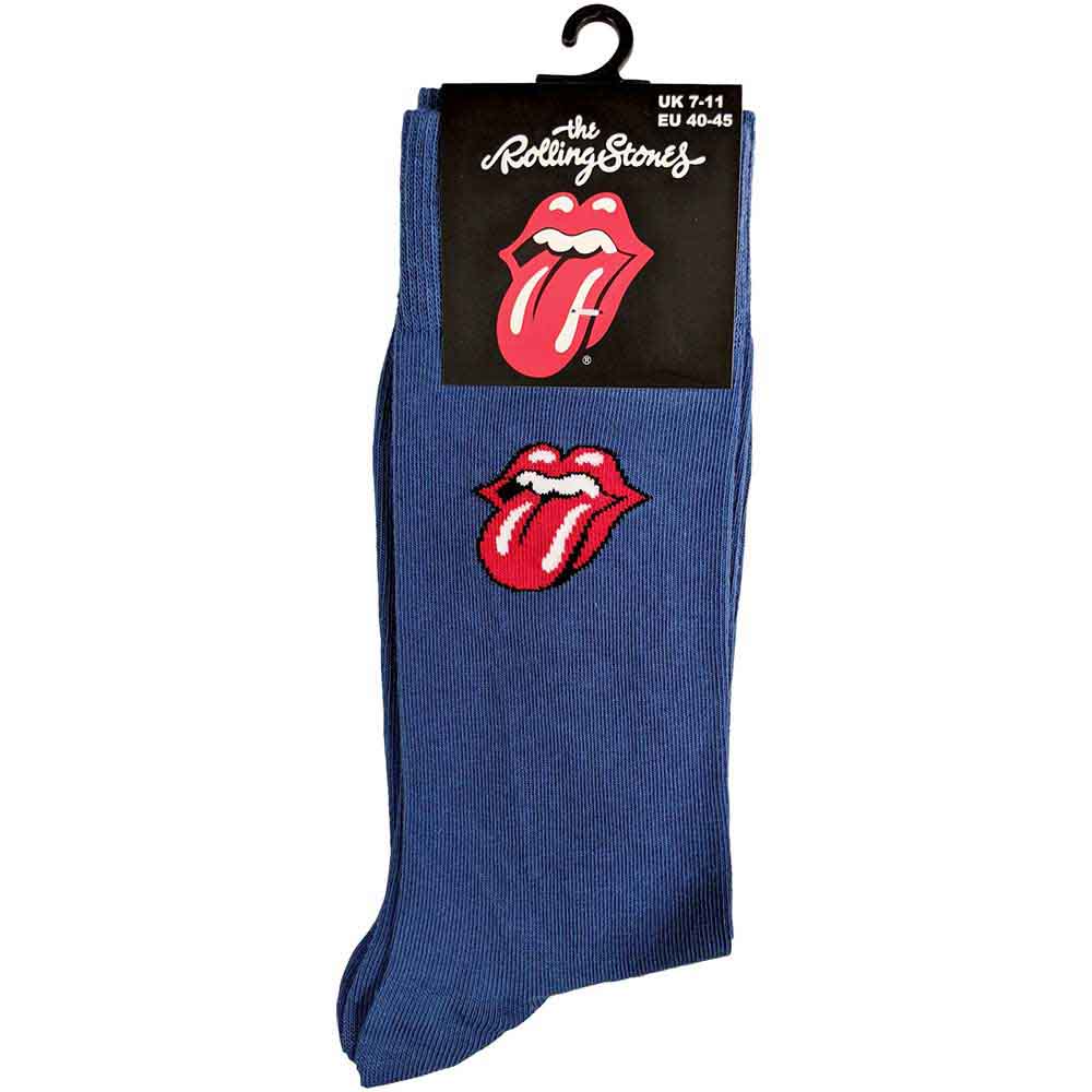 The Rolling Stones Unisex Ankle Socks: Vertical Tongue (Tie-Dye Effect Blue) (UK Size 7 - 11)