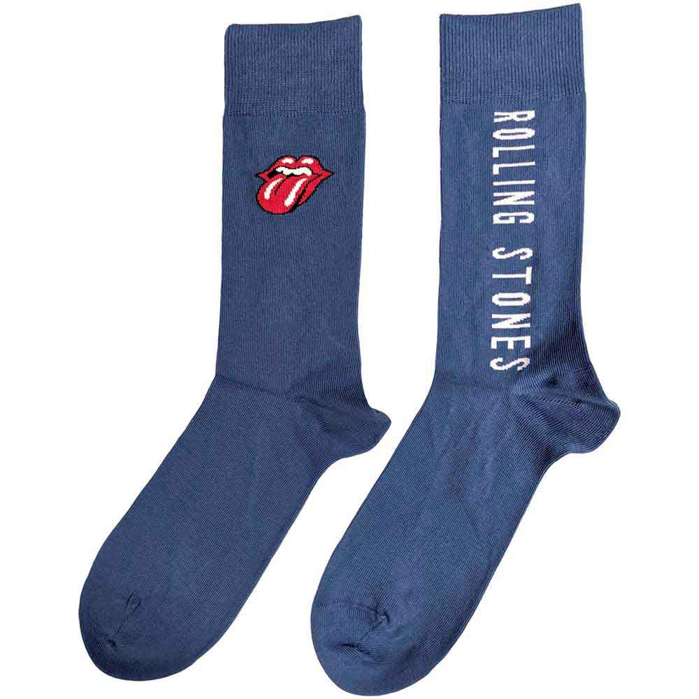 The Rolling Stones Unisex Ankle Socks: Vertical Tongue (Tie-Dye Effect Blue) (UK Size 7 - 11)