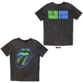 The Rolling Stones Unisex Stone Wash T-Shirt: Distorted Tongue (Charcoal Grey) (Back Print)
