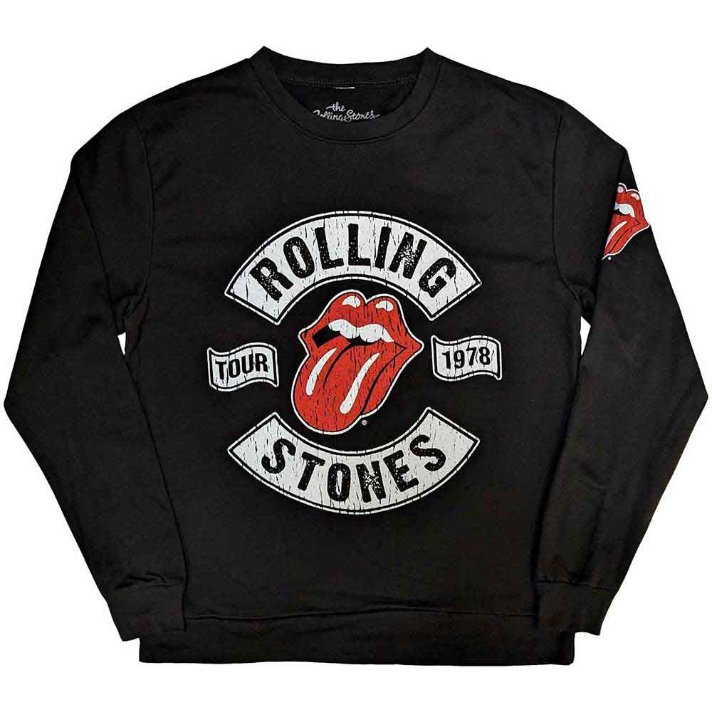 The Rolling Stones Unisex Sweatshirt: US Tour 1978 (Black) (Back & Sleeve Print)