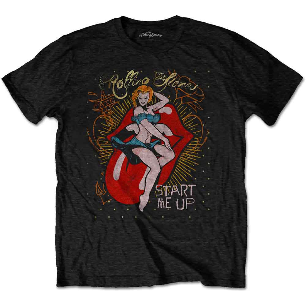 The Rolling Stones Unisex T-Shirt: Start me up (Black)