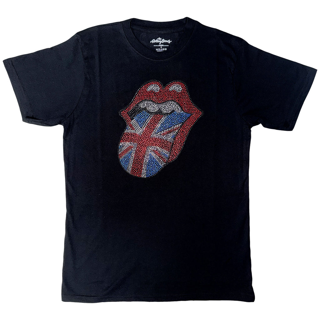 The Rolling Stones Unisex T-Shirt: Classic UK (Black) (Embellished)