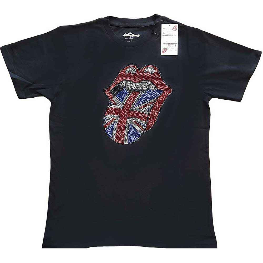 The Rolling Stones Unisex T-Shirt: Classic UK (Black) (Embellished)