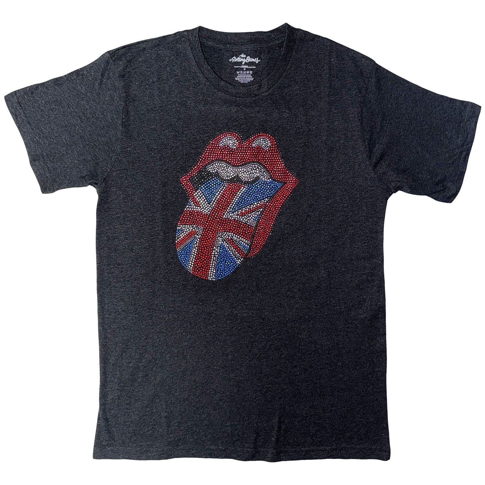 The Rolling Stones Unisex T-Shirt: Classic UK (Charcoal Grey) (Embellished)
