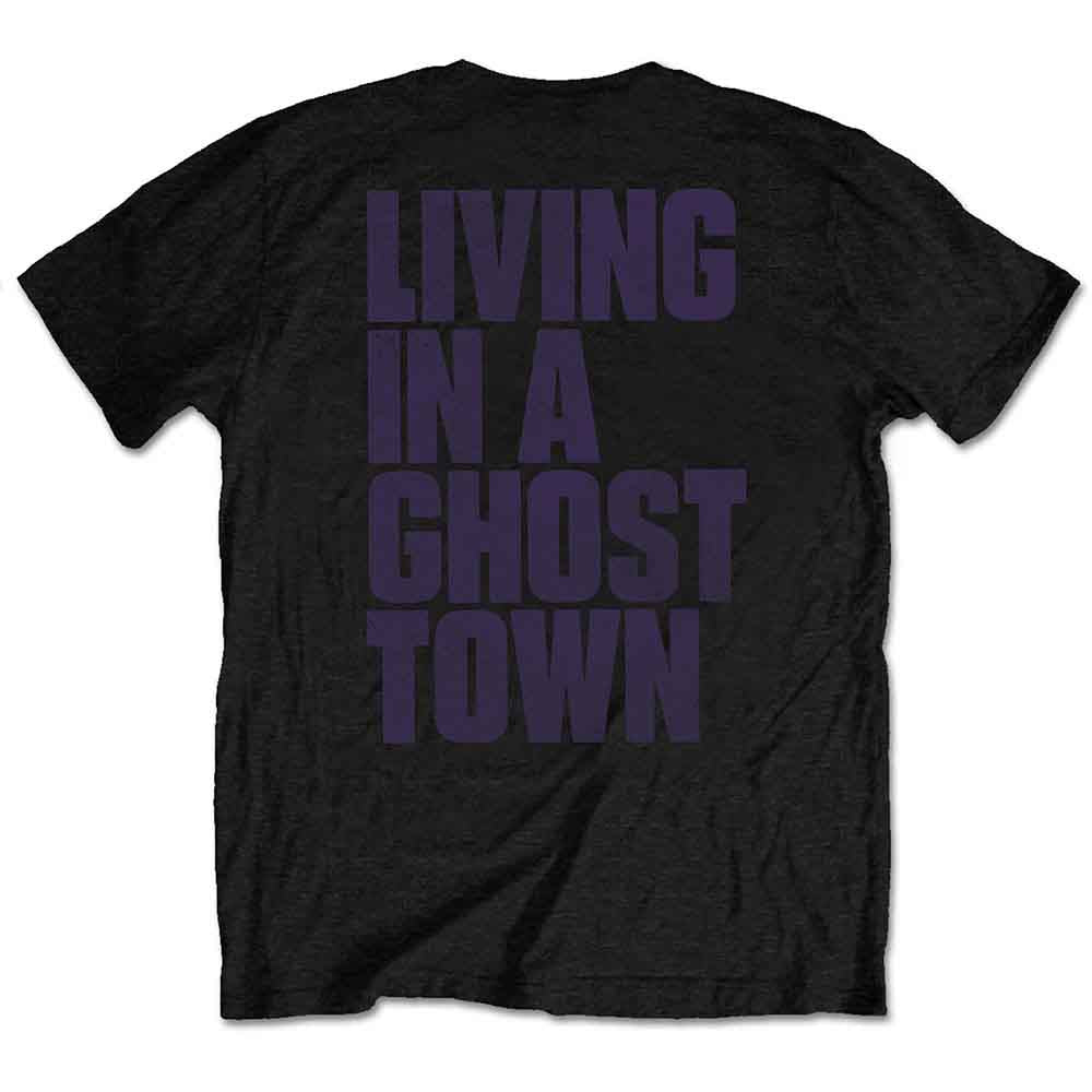 The Rolling Stones Unisex T-Shirt: Ghost Town Distressed (Black) (Back Print)