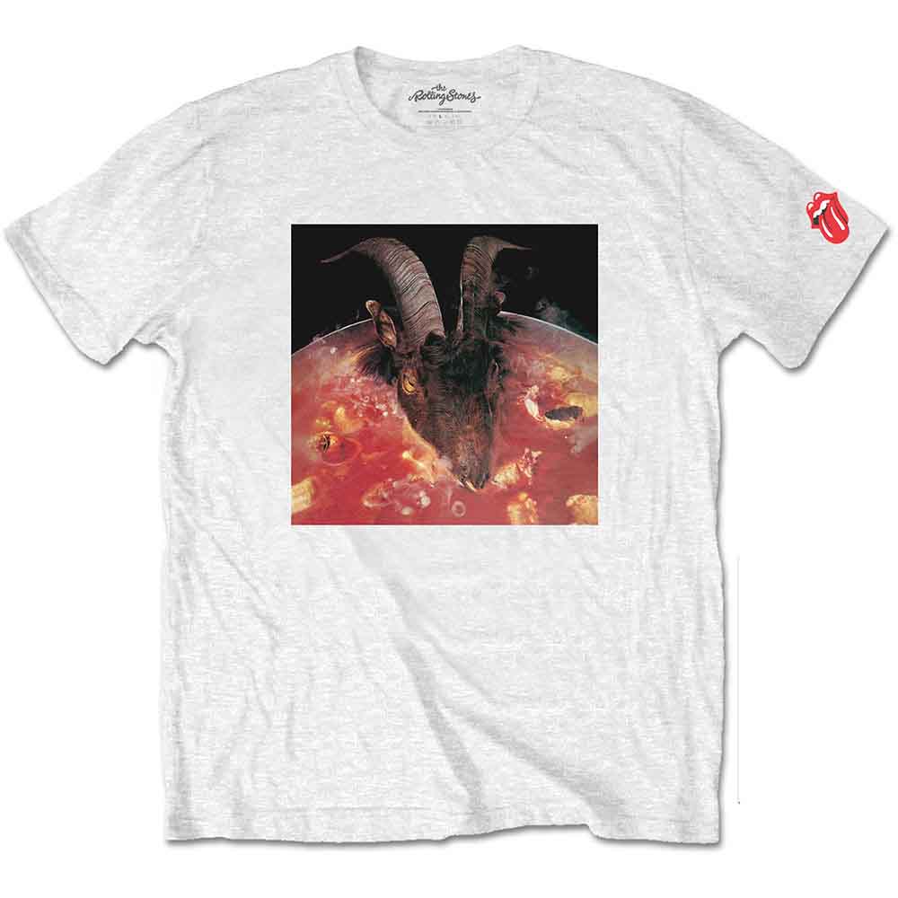The Rolling Stones Unisex T-Shirt: Goats Head Soup (White) (Sleeve Print)