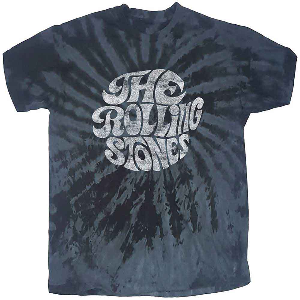 The Rolling Stones Unisex T-Shirt: 70's Logo (Dip-Dye On Black) (Wash Collection)