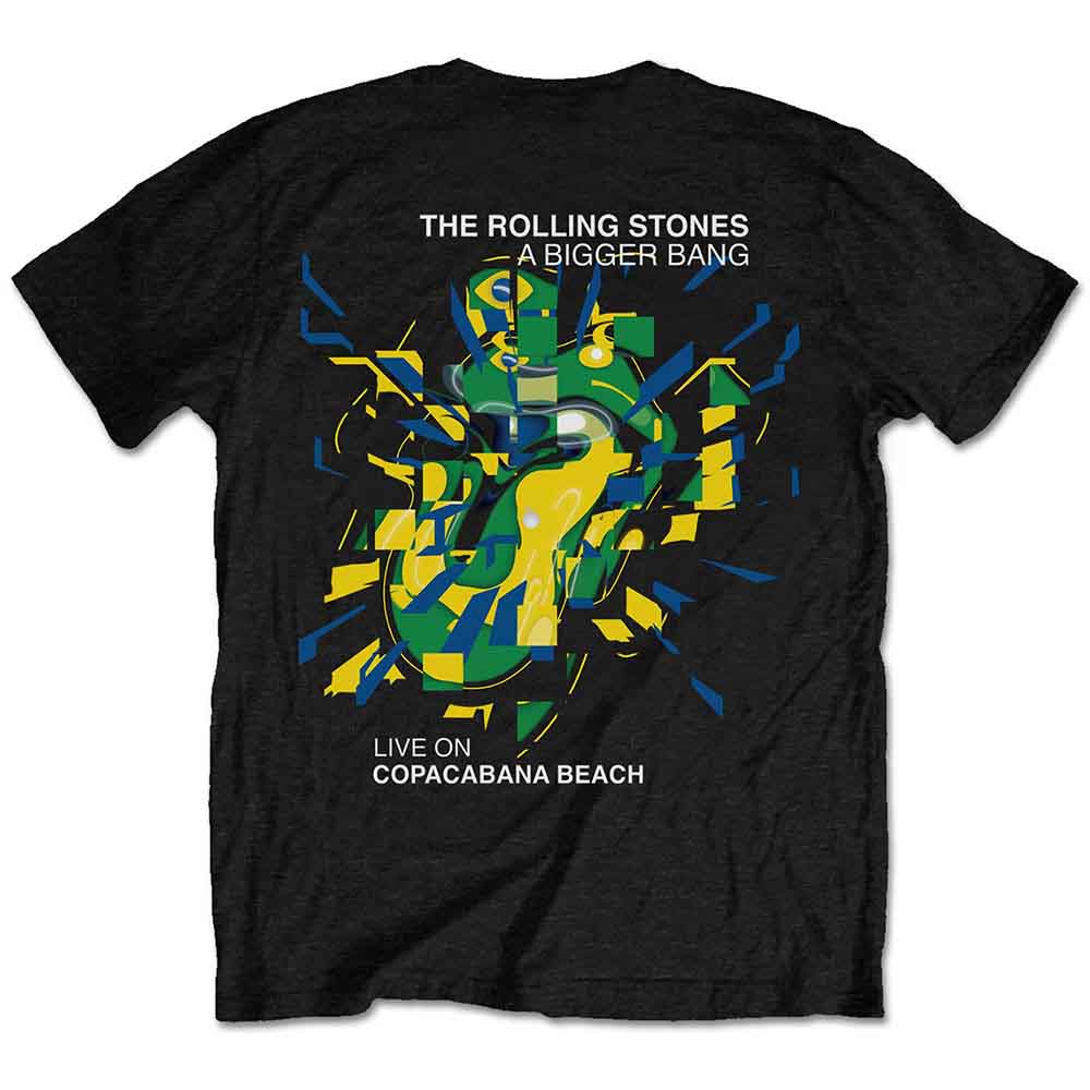 The Rolling Stones Unisex T-Shirt: Bigger Bang - Brazil '80 (Black) (Back Print)
