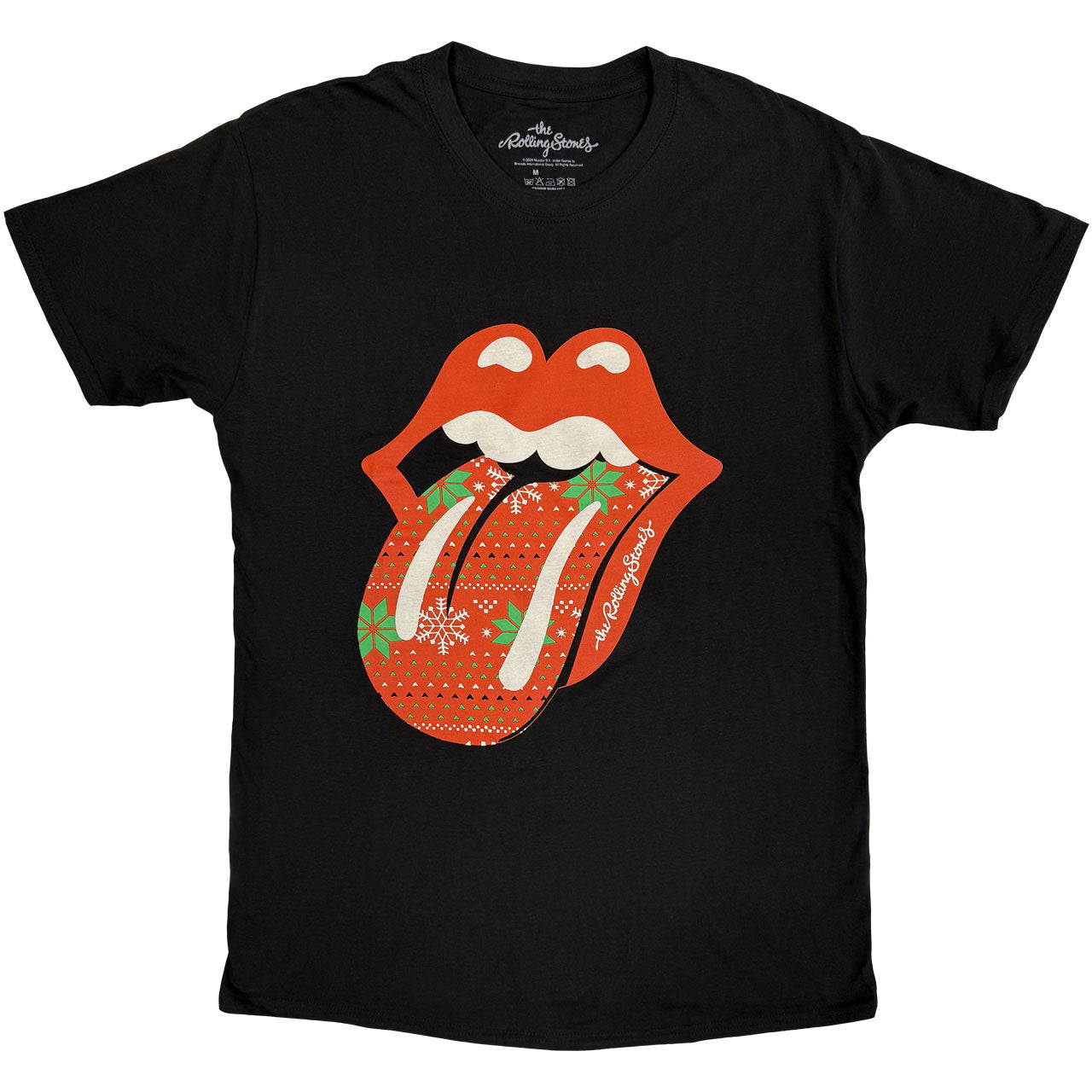 The Rolling Stones Unisex T-Shirt: Christmas Tongue (Black)