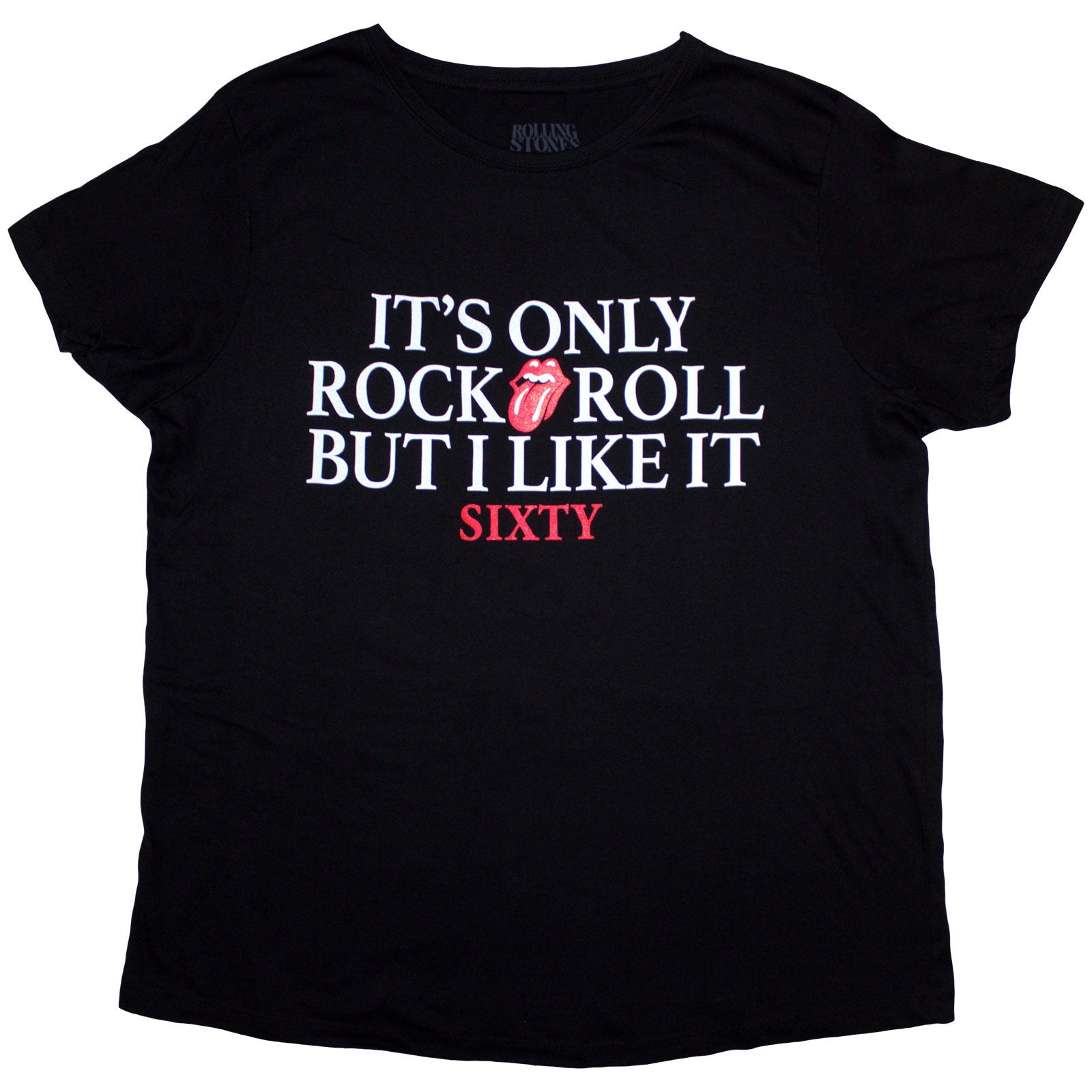 The Rolling Stones Ladies T-Shirt: Sixty It's only R&R but I like it Foiled Print (Black) (Embellished)