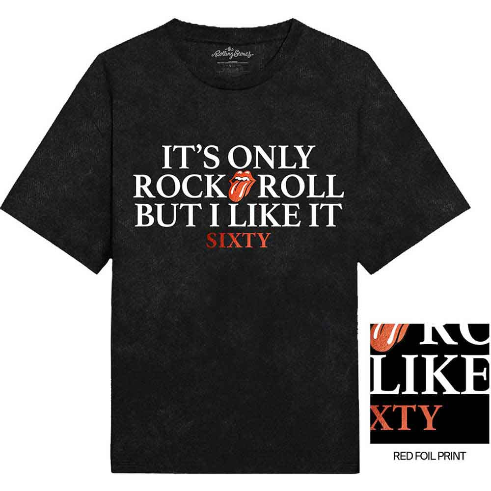 The Rolling Stones Unisex T-Shirt: Sixty It's only R&R but I like it Foiled Print (Black) (Embellished)
