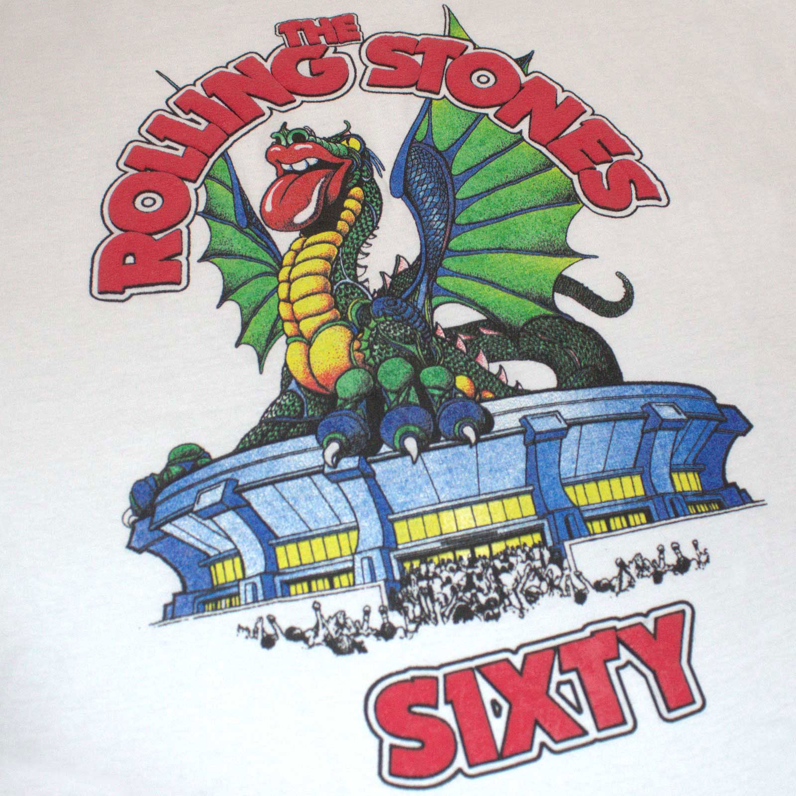 The Rolling Stones Ladies T-Shirt: Sixty Stadium Dragon (White) (Embellished)